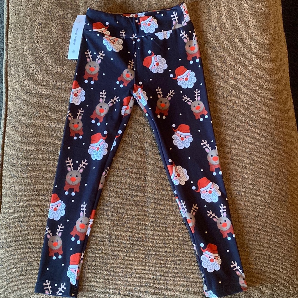 NWT Girls size S/M (2t-6x), Amelia Rose Santa & Reindeer leggings
